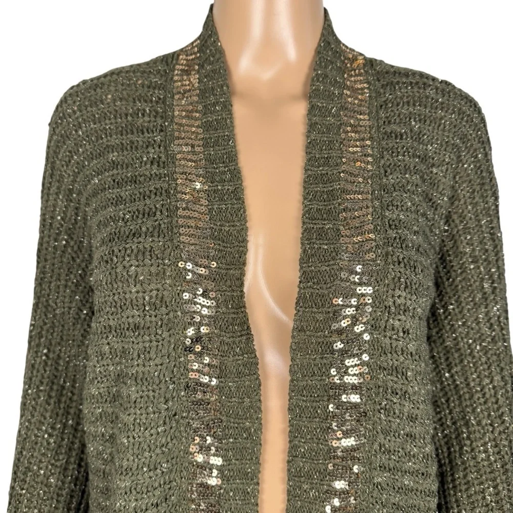 NWT New $109 Chico's Knit Sequin Trim Cardigan Size 1 US M